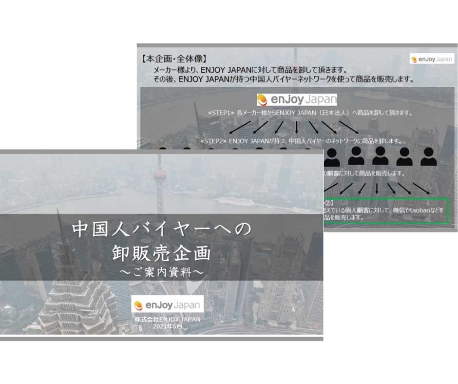 中国人バイヤーを通じた中国市場開拓メニュー